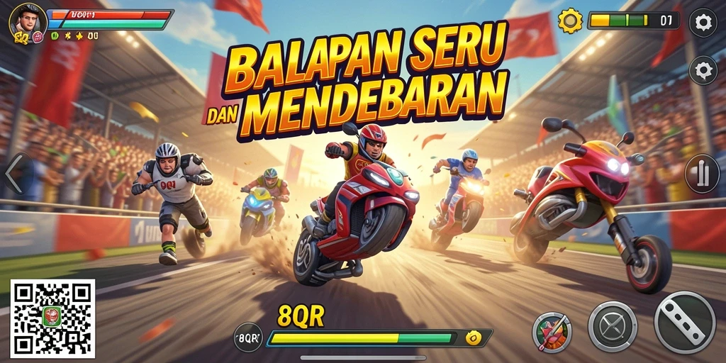 Gameplay balapan seru dengan grafis menakjubkan di 8QR.