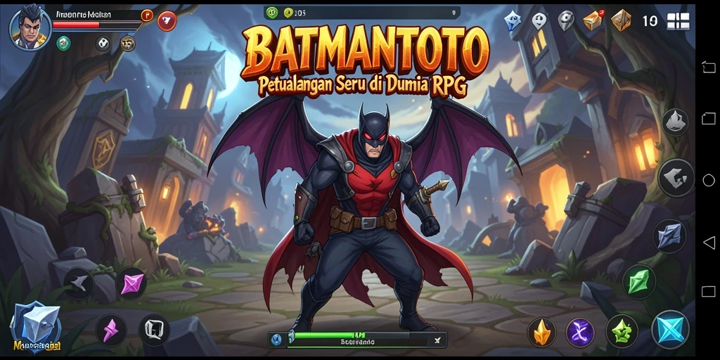 Screenshot menunjukkan aksi seru dalam gameplay RPG BATMANTOTO.