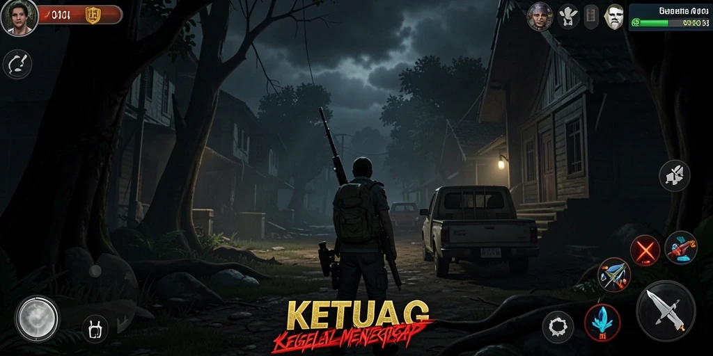 Screenshot menampilkan karakter utama di tengah kegelapan yang mencekam.