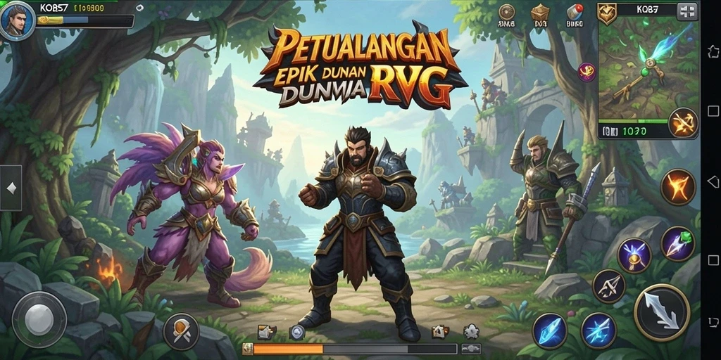 Tangkapan layar KO857 yang menampilkan pertarungan epik dalam dunia RPG.