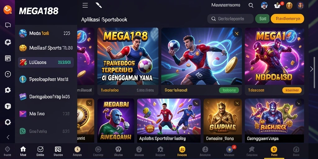 Tampilan antarmuka MEGA188 saat memasang taruhan olahraga.