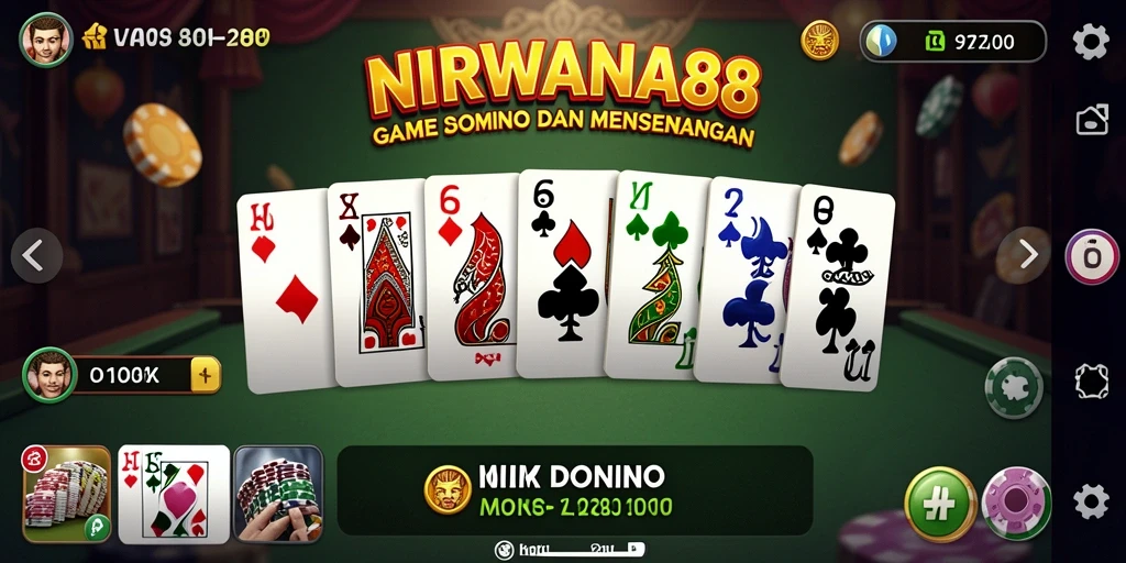 Screenshot NIRWANA88 menampilkan permainan Domino yang seru dan interaktif.