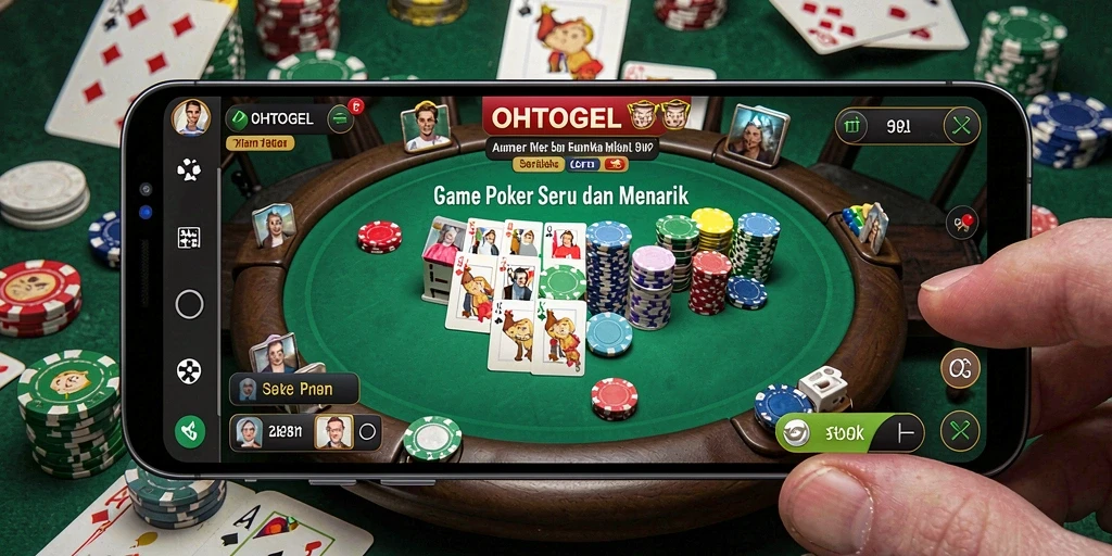 Tampilan gameplay menarik OHTOGEL dengan suasana Poker yang seru.