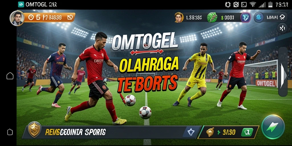 Screenshot utama OMTOGEL menampilkan pemain sedang bertanding dalam game olahraga.