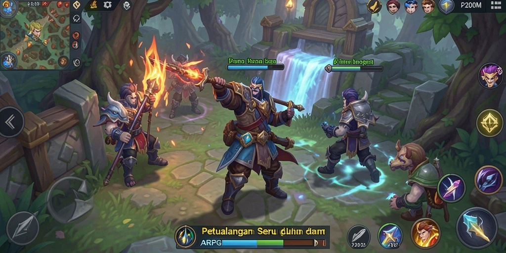 Tampilan gameplay P200M dengan pertarungan yang epik di dunia ARPG.