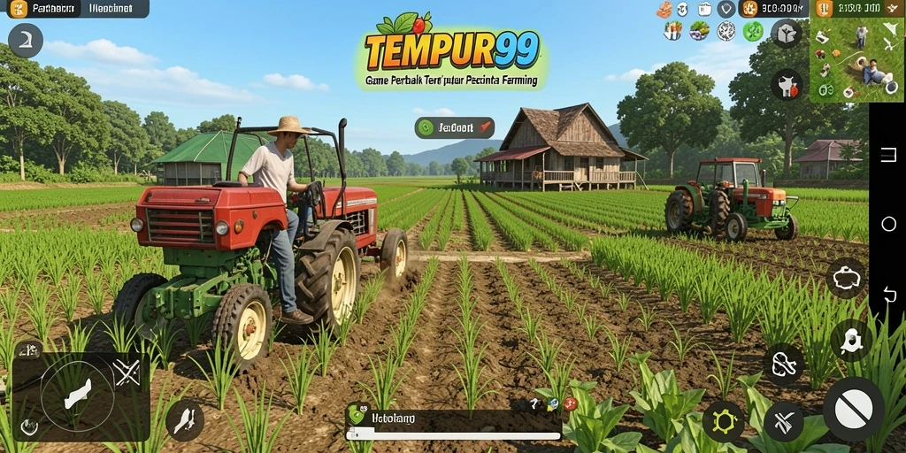 Tangkapan layar TEMPUR99 menunjukkan pemain merawat ladang dengan penuh perhatian.