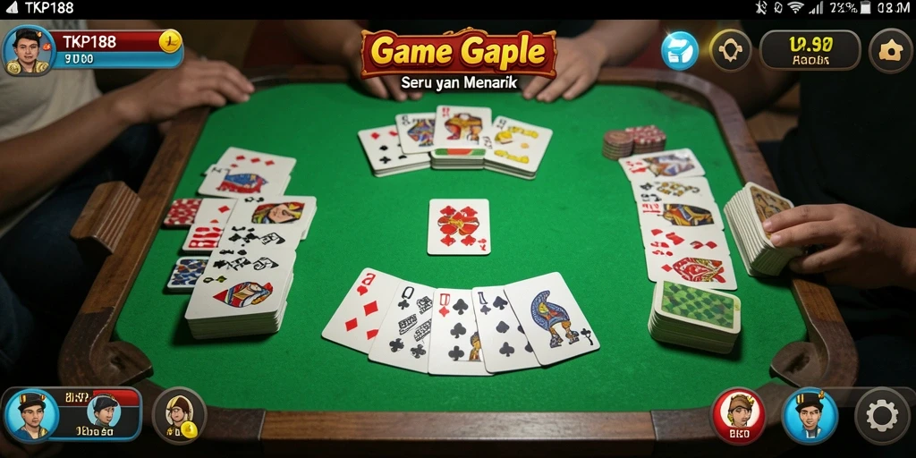 Screenshot gameplay TKP188 menunjukkan aksi seru permainan Gaple.