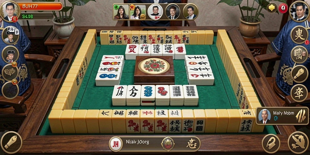 Tampilan screenshot UH77 yang menunjukkan gameplay Mahjong yang seru.