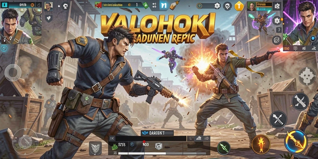 Gameplay VALOHOKI dengan aksi Battle Royale yang intens.